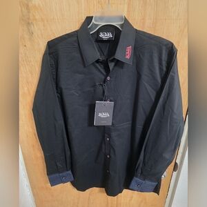 Von Dutch Originals Men's Black Button-Down Long Sleeve Graphic New